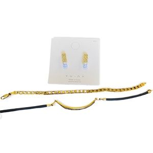 Trio of gold tone costume jewelry